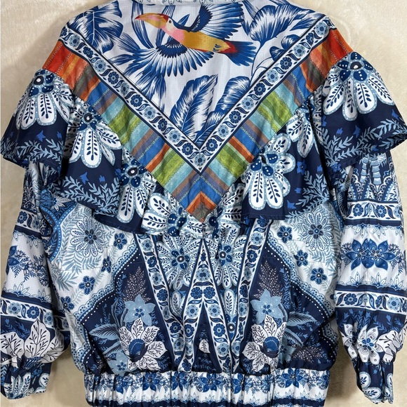 Farm Rio Blue Palms Windbreaker jacket - Picture 4 of 10